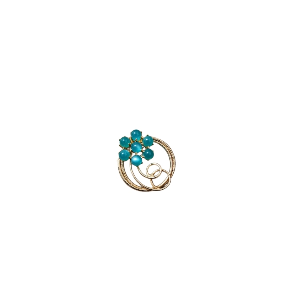 Gold Tone And Green Vintage Brooch
